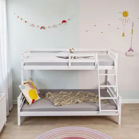Struttura Letto a Castello 90x200 e 140x200 cm in Legno Bianco