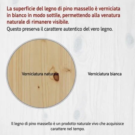 Letto alla Francese 140x200 cm in Legno Bianco con Cassetti Comodino