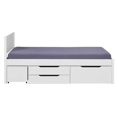 Letto Matrimoniale 180x200 cm in Pino Bianco con Cassetti Comodini