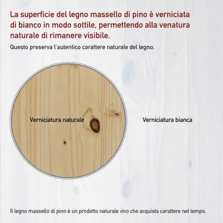 Letto Matrimoniale 180x200 cm in Pino Bianco con Cassetti Comodini