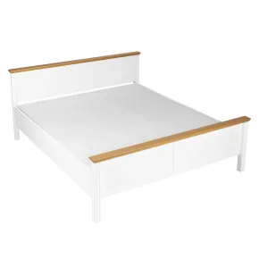 Letto Matrimoniale 160x200 cm Pino Massello Bianco Rovere con Testiera