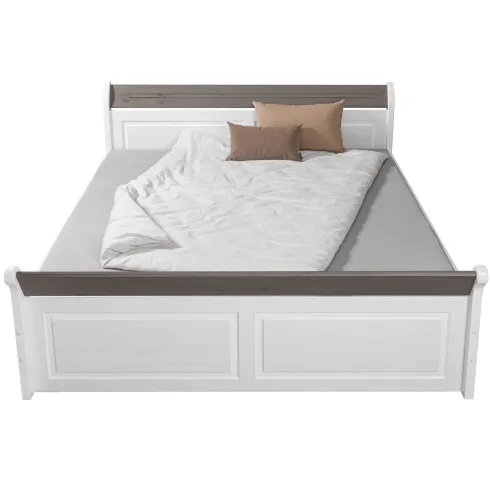 Letto Matrimoniale 180x200 cm Legno Bianco Grigio Cenere con Cassetto