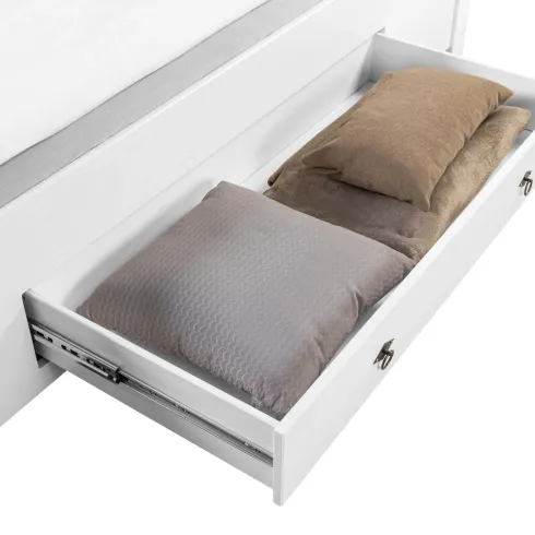 Letto alla Francese 180x200 Pino Massello Bianco Rovere con Cassetto