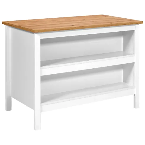 Isola da Cucina Bianco Rovere Tavolo Bar con 3 Cassetti Soft-Close