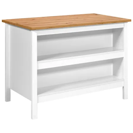 Isola da Cucina Bianco Rovere Tavolo Bar con 3 Cassetti Soft-Close