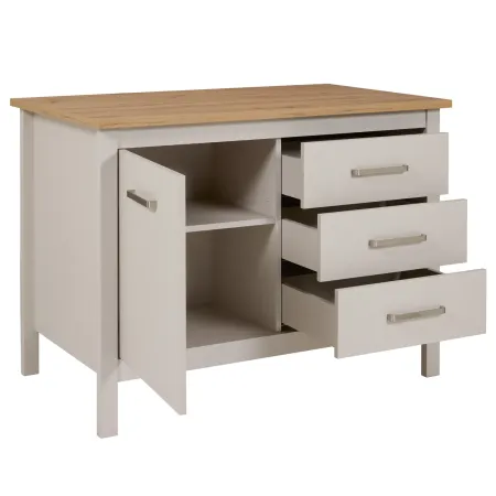 Tavolo Bar da Cucina Beige Rovere Isola con Anta Cassetti Soft-Close