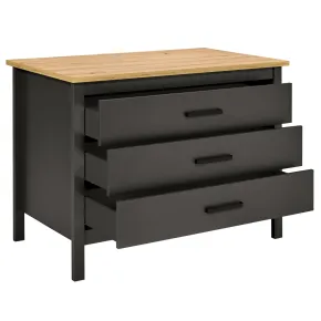 Isola da Cucina Antracite Rovere Tavolo Bar con 3 Cassetti Soft-Close 2