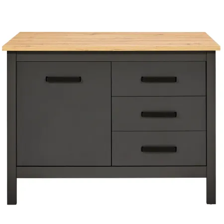 Tavolo Bar da Cucina Antracite Rovere Isola 1 Anta Cassetti Soft-Close