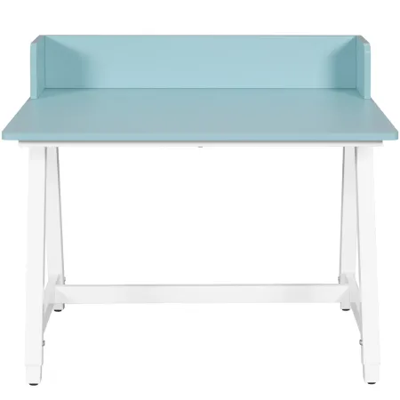 Scrivania Regolabile per Bambini 80x60 cm Bianco Azzurro Metallo MDF