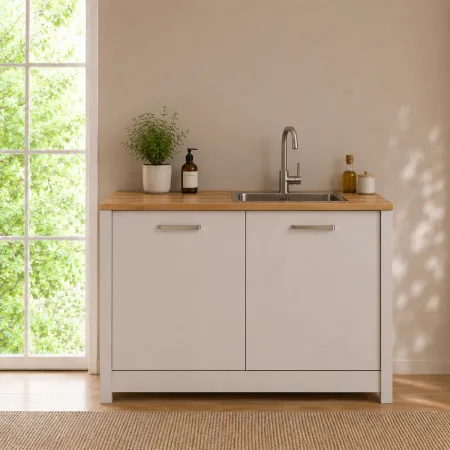 Mobile da Cucina per Lavello Lavastoviglie Modulare Beige Rovere 2 Ante