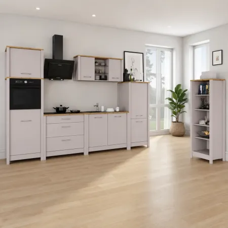 Mobile Cucina Base per Piano Cottura Beige Rovere con 3 Cassetti
