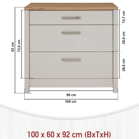 Mobile Cucina Base per Piano Cottura Beige Rovere con 3 Cassetti