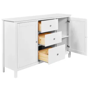 Credenza da Cucina 3 Cassetti 2 Ante in Legno Bianco Madia Moderna 2