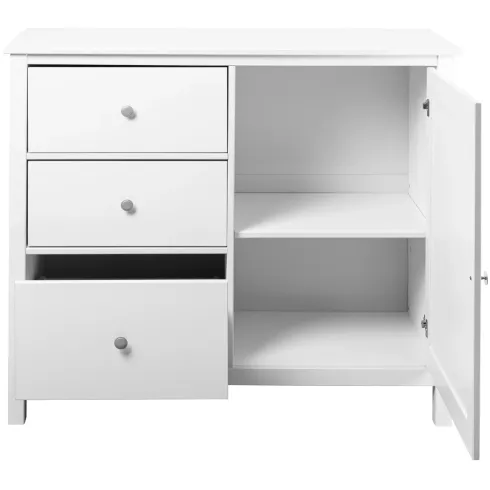 Credenza da Cucina 3 Cassetti 1 Anta in Legno Bianco Madia Moderna