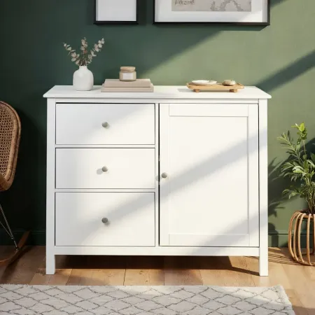 Credenza da Cucina 3 Cassetti 1 Anta in Legno Bianco Madia Moderna