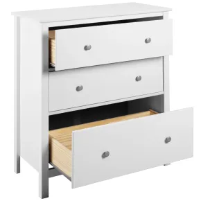 Cassettiera Credenza da Cucina 3 Cassetti in Legno Bianco Moderna 2