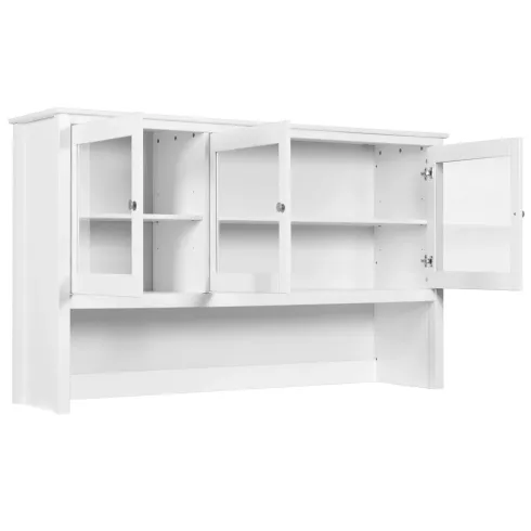 Pensile Vetrina Soggiorno Bianco Laccato 3 Ante in Vetro Legno MDF