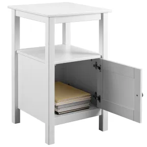 Tavolino Portaoggetti Legno Bianco Anta Ripiano Mobile Camera Soggiorno 2