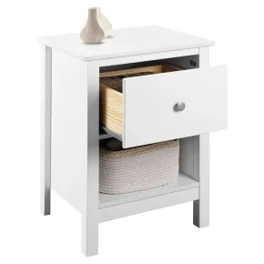 Comodino Camera da Letto con Cassetto Vano Portaoggetti Legno Bianco 2