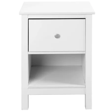 Comodino Camera da Letto con Cassetto Vano Portaoggetti Legno Bianco