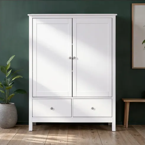 Mobile Contenitore Bianco 2 Ante 2 Cassetti Armadio Camera da Letto
