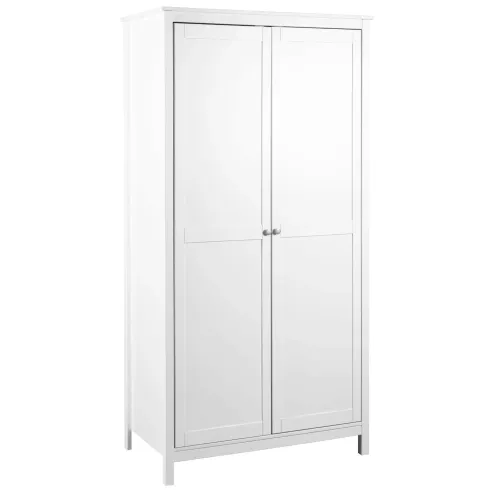 Armadio Camera da Letto 2 Ante con Asta Appendiabiti Legno Bianco
