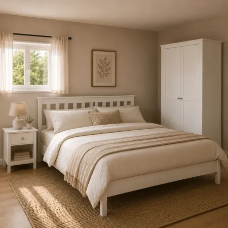 Armadio Camera da Letto 2 Ante con Asta Appendiabiti Legno Bianco
