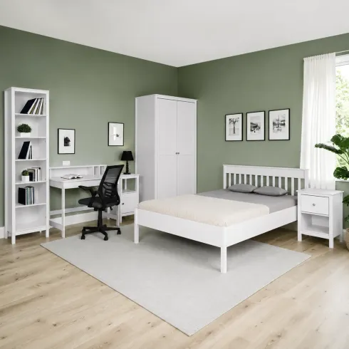Armadio Camera da Letto 2 Ante con Asta Appendiabiti Legno Bianco