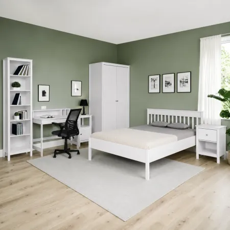 Armadio Camera da Letto 2 Ante con Asta Appendiabiti Legno Bianco