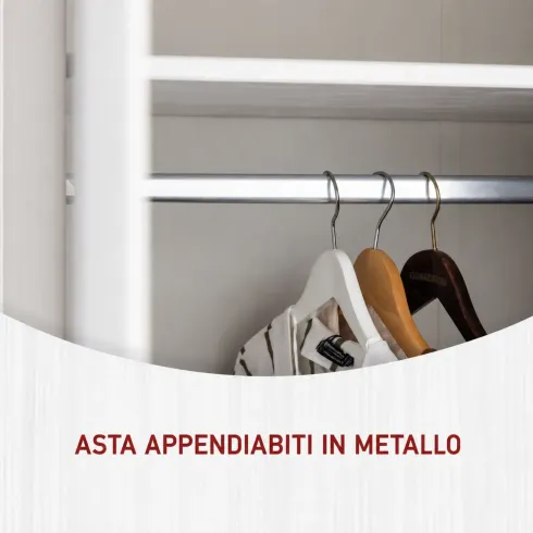 Armadio Camera da Letto 2 Ante con Asta Appendiabiti Legno Bianco