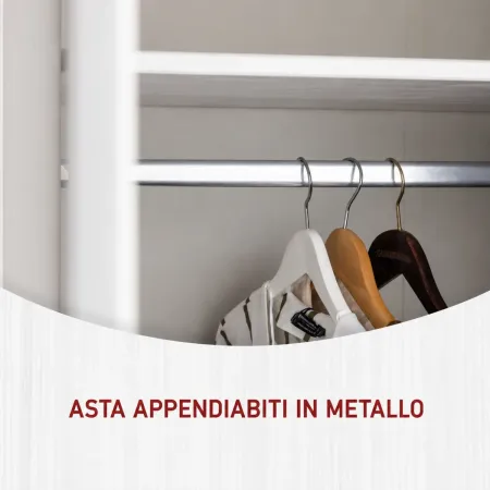 Armadio Camera da Letto 2 Ante con Asta Appendiabiti Legno Bianco