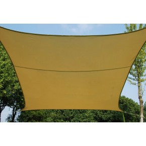 Tenda a Vela Quadrata 5x5 Beige Telo Ombreggiante per Giardino Parasole Anelli