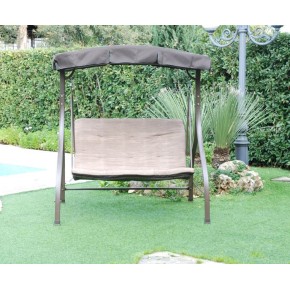 Dondolo 2 Posti da Giardino Terrazzo 160x112 Ferro Seduta Cuscino Telo Tettuccio 2