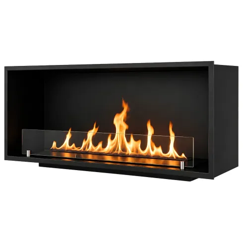 Camino Bioetanolo da Incasso Frontale 150x30 cm 4kW Nero Bruciatore 3L