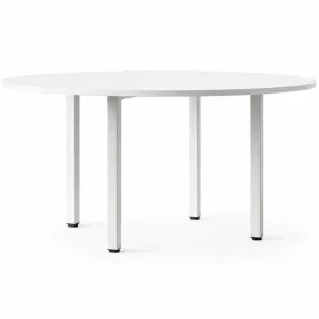Tavolo Rotondo da Pranzo 120x120 cm Bianco Gambe Alluminio Regolabili