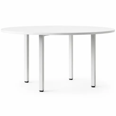 Tavolo Rotondo da Pranzo 120x120 cm Bianco Gambe Alluminio Regolabili