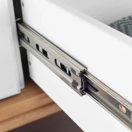 Comodino con Cassetto per Camera da Letto in Legno Bianco Rovere
