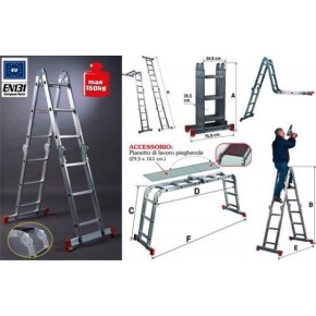 Facal Scala Multifunzione Alluminio Pieghevole Ponteggio a Libretto Telescopica 2