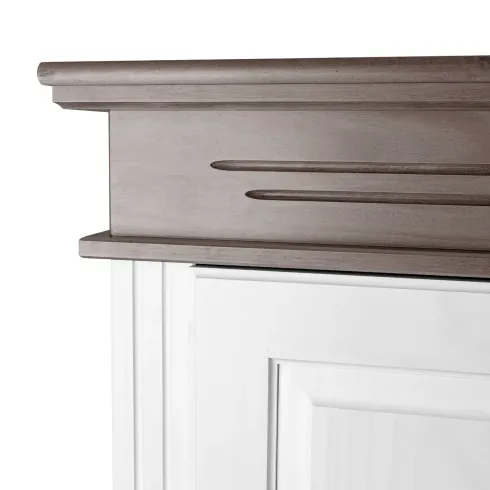 Credenza da Cucina in Legno Massello Bianco Grigio 3 Ante 3 Cassetti