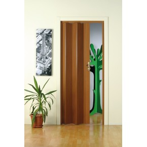 Porta a Soffietto in PVC 83x214 Su Misura Legno Maniglia Serratura Riducibile 