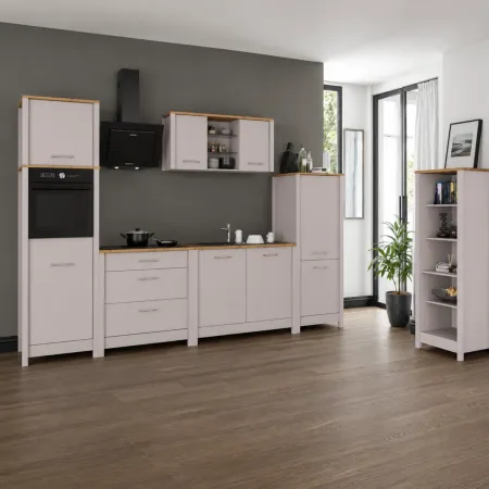 Colonna Cucina per Frigo Freezer Mobile Beige Rovere 2 Ante Reversibili