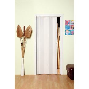 Porta a Soffietto in PVC 83x214 Su Misura Bianca Maniglia Serratura Riducibile 