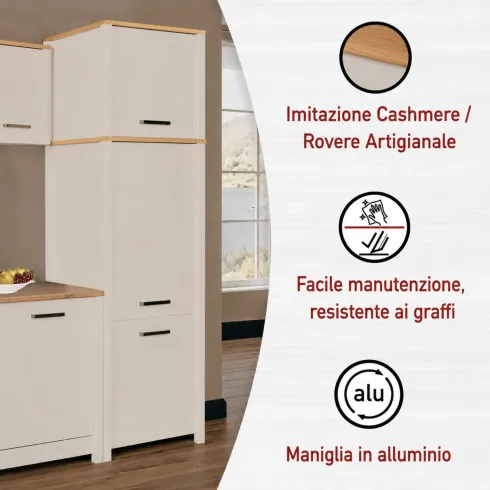 Pensile Cucina Singolo Beige Rovere con Anta Soft Close 70x60x60,5 cm
