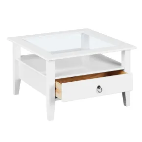 Tavolino in Vetro da Caffe 75x75 Bianco Tavolo Legno Divano Soggiorno Quadrato | BricoShop24 2