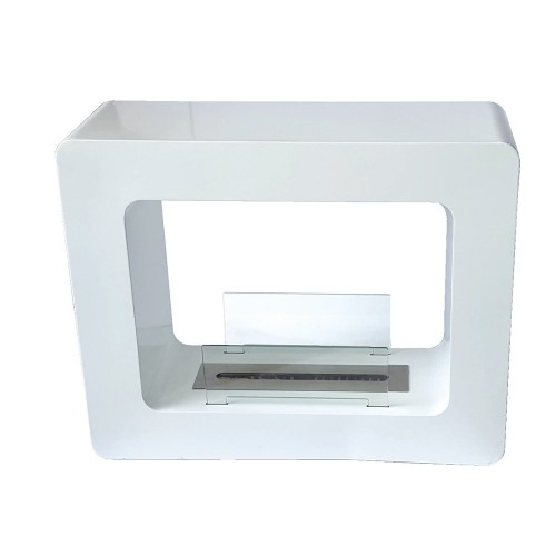 Camino Bioetanolo Bifacciale Bianco Design Decorativo Cornice con Vetro Etanolo