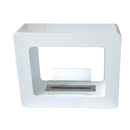 Camino Bioetanolo Bifacciale Bianco Design Decorativo Cornice con Vetro Etanolo