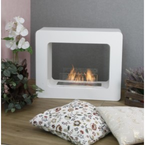 Camino Bioetanolo Bifacciale Bianco Design Decorativo Cornice con Vetro Etanolo
