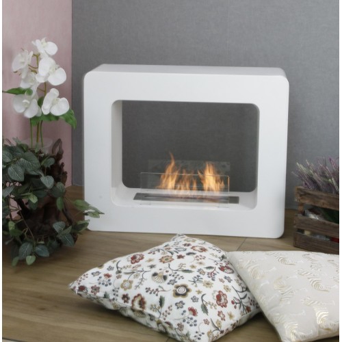 Camino Bioetanolo Bifacciale Bianco Design Decorativo Cornice con Vetro Etanolo