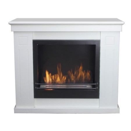 Camino a Bioetanolo da terra 3 Kw Bianco Stufa Cornice in Legno Bruciatore 1.7lt