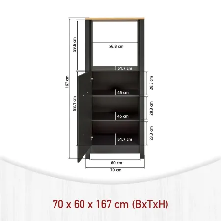 Mobile Cucina 200 cm Pensile Colonna Modulare Antracite Rovere